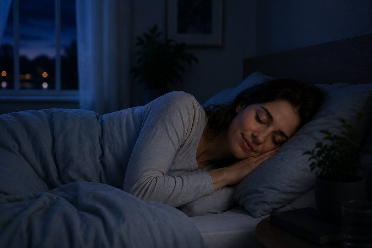 Entspannter Schlaf in einem abgedunkelten Schlafzimmer